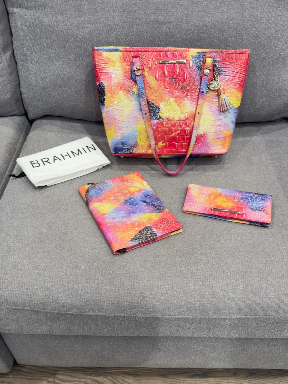 Brahmin Multicolor Crocodile-Embossed Leather Tote & Accessories Set